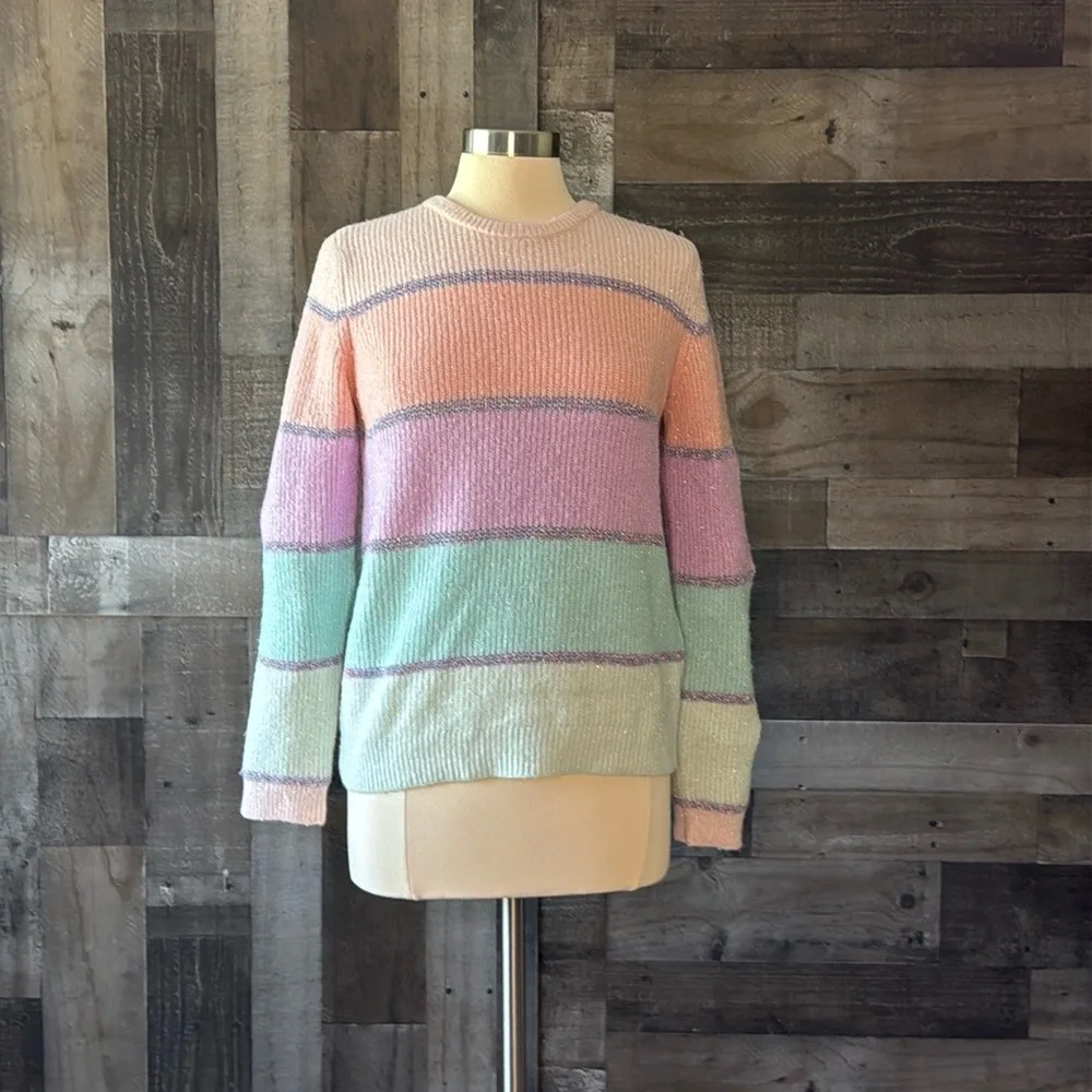 The Children’s Place sweater girls size 16 sparkly rainbow stripes girlhoodcore